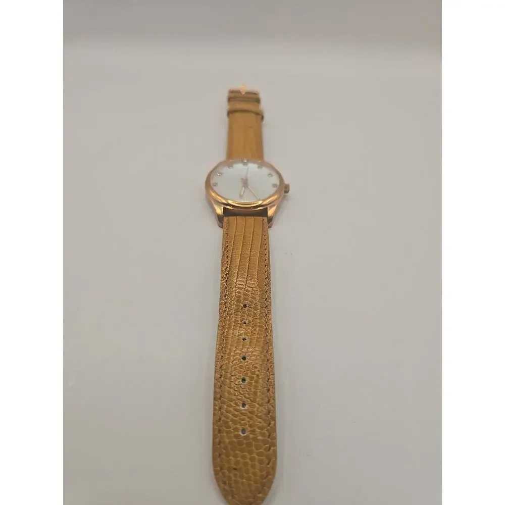 DESIGNER BRONZO ITALIA SWISS PARTS WATCH MOTHER PEARL‎ DIAMOND BROWN LIZARD